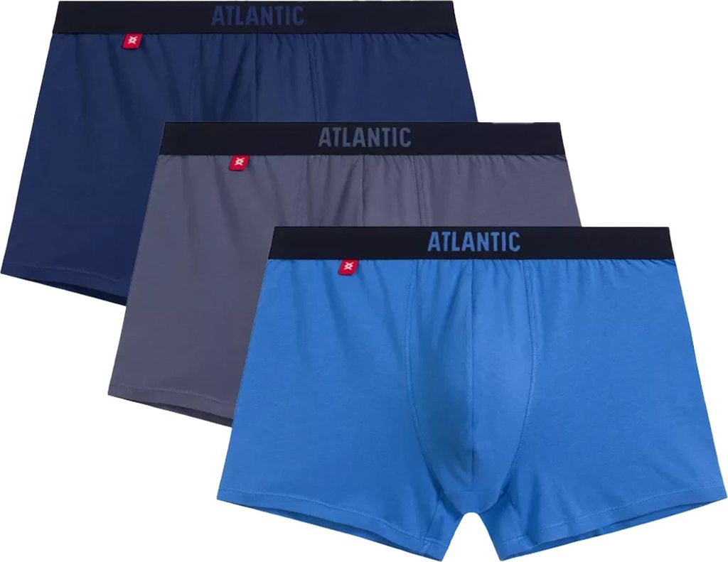 Atlantic Herren-Boxershorts 3er-Pack | Eng anliegend | Baumwolle-Elasthan | Tiefer Bund | Logo-Bund | Ohne Muster | Sportlich | M-XXL