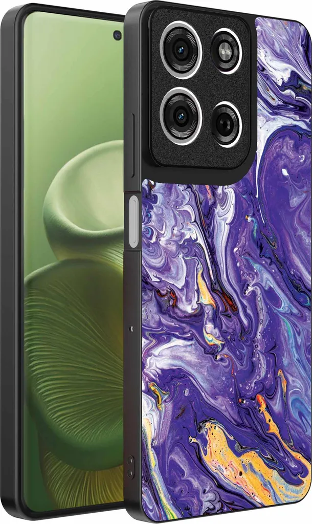 Motorola Edge 60 Custodia Marmo Viola Oro | Fashion Case 2026