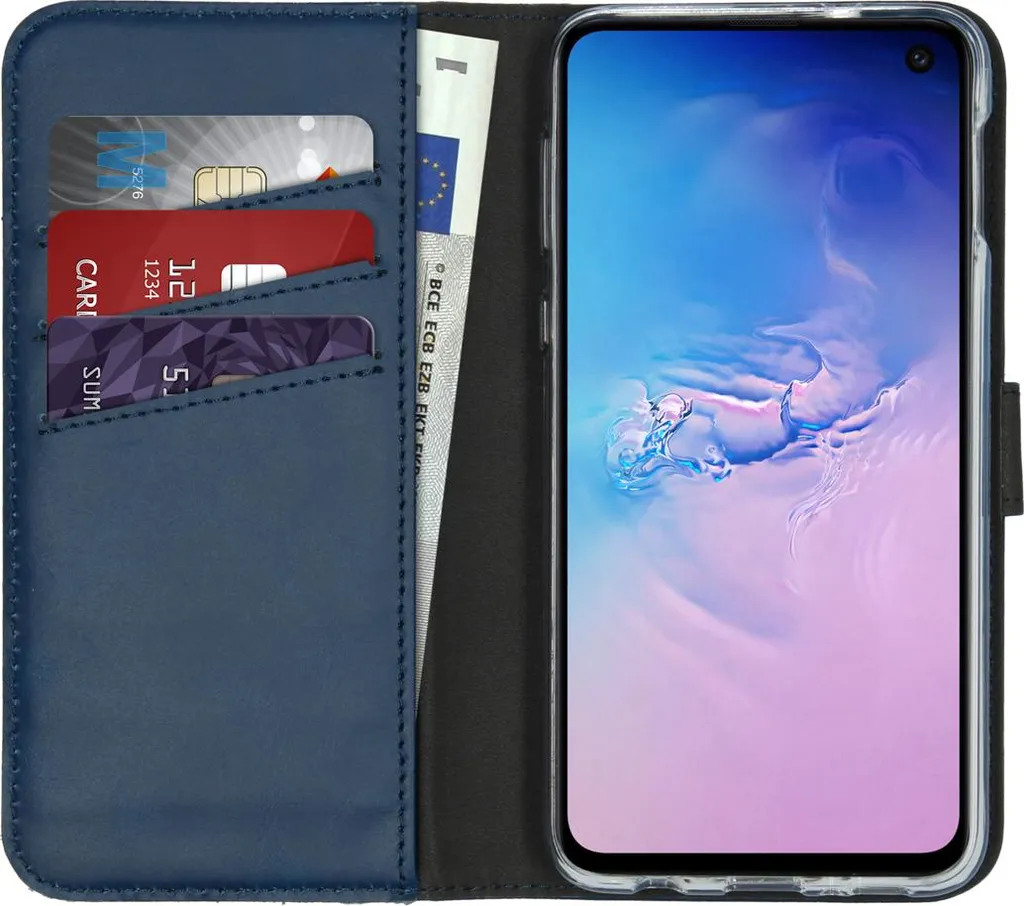 Cover Selencia Blu Samsung S10e - Custodia Libro Pelle Genuina Premium