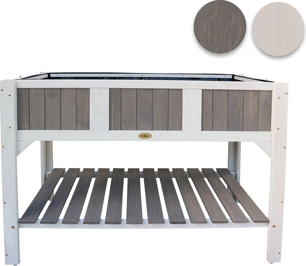 HABAU Hochbeet Klara, zweifarbig, mit Folie und Ablage, 119 x 57 x 89 cm