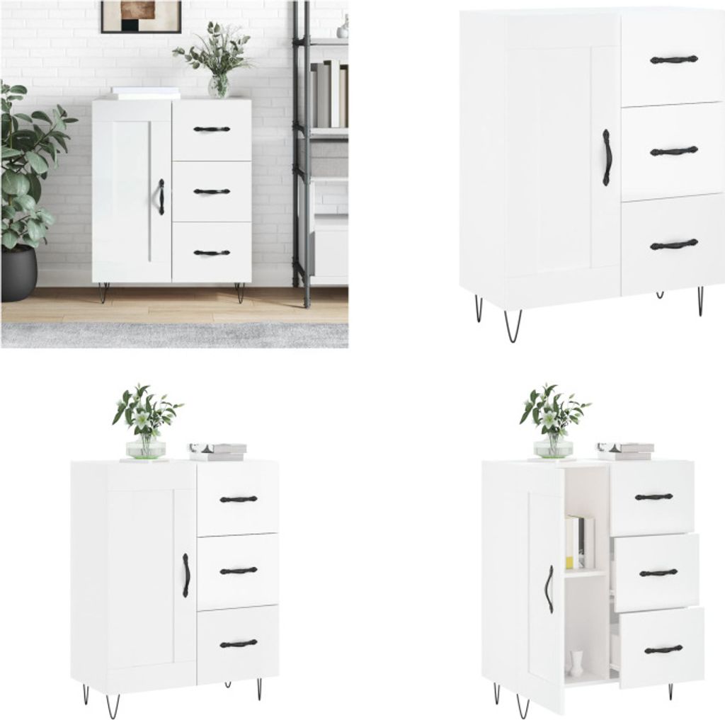 vidaXL Sideboard Hochglanz Weiß 69,5x34x90 cm Holzwerkstoff - Sideboard - Sideboards - Schrank - Beistellschrank