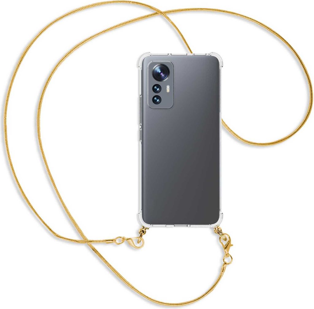 Handykette Backcover-Schutzhülle mit Band (Metall goldfarben) für Xiaomi 12 Lite - goldfarbene Kette Snake