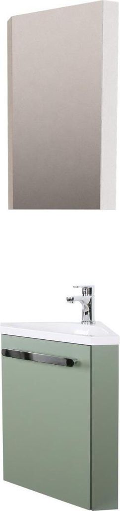 SKINO Eckwaschbecken + Badezimmerschrank