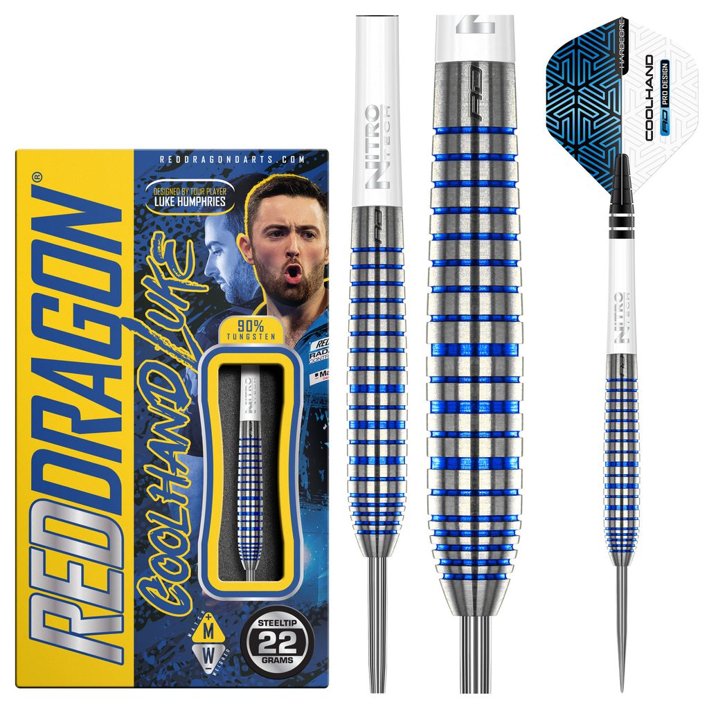 RED DRAGON Luke Humphries TX3 Cool Blau SE 24 Gramm Premium Wolfram Steeltip Dart Set