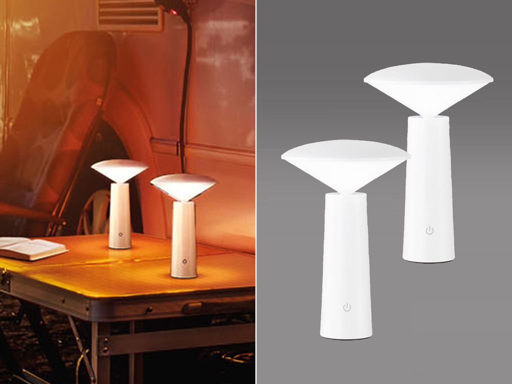 2er SET wetterfeste Outdoor Akku Tischlampen Weiß ohne Kabel - aufladbar mit USB