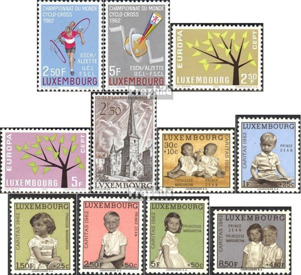 Briefmarken Luxemburg 1962 Mi 655-665 (kompl.Ausg.) Jahrgang 1962 komplett postfrisch Radrennen