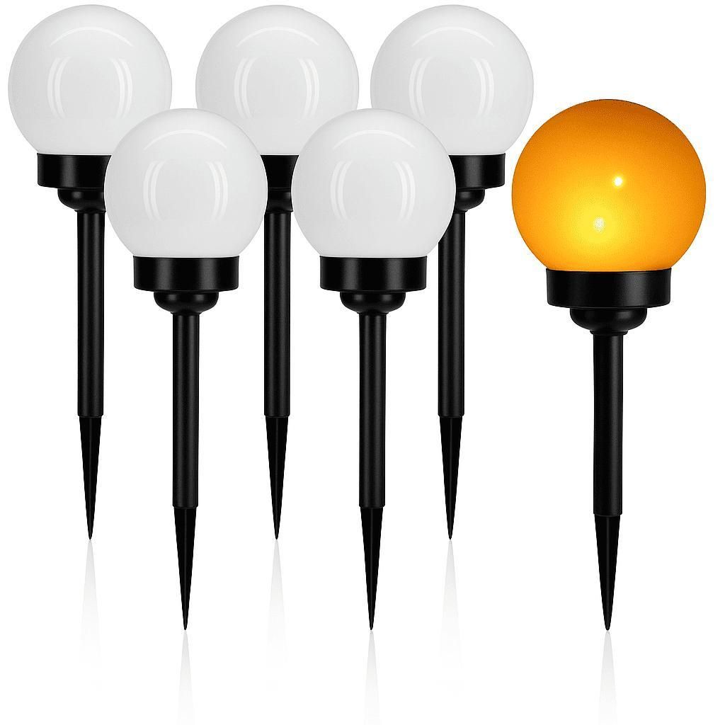 6 LED Solarleuchten Flammeneffekt Solar Kugel Lampen Garten Leuchten Ø9,5cm