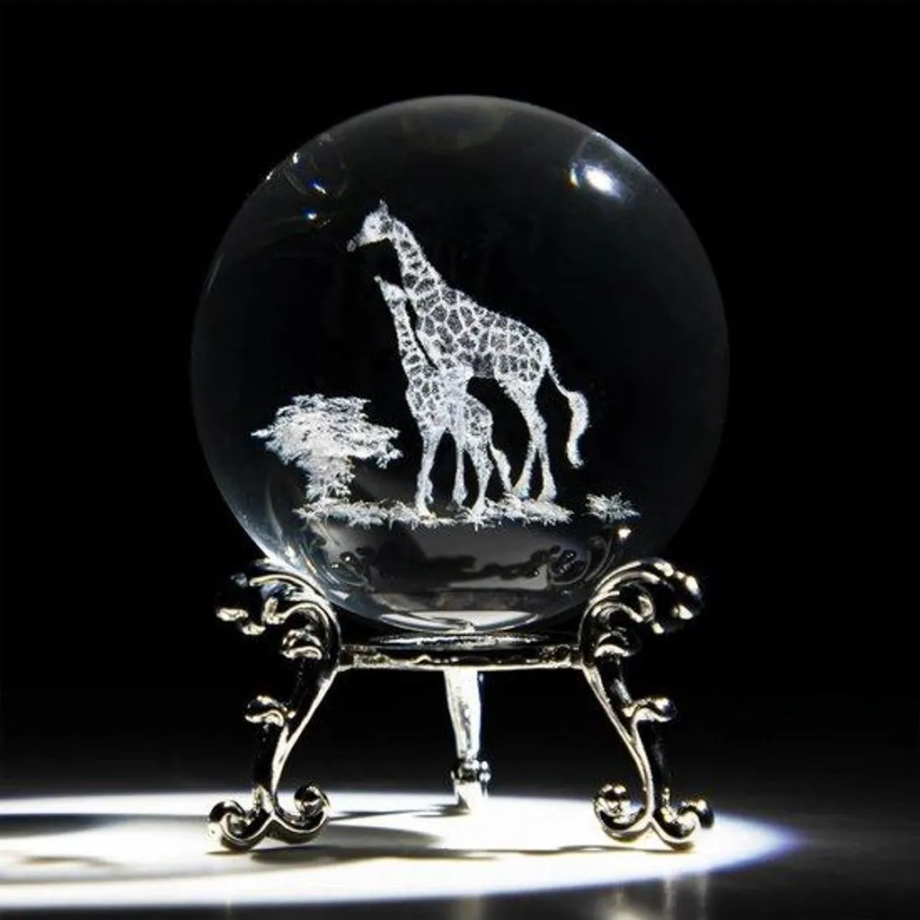 Idée cadeau déco : figurine de girafe en verre 3D 6cm pour collection