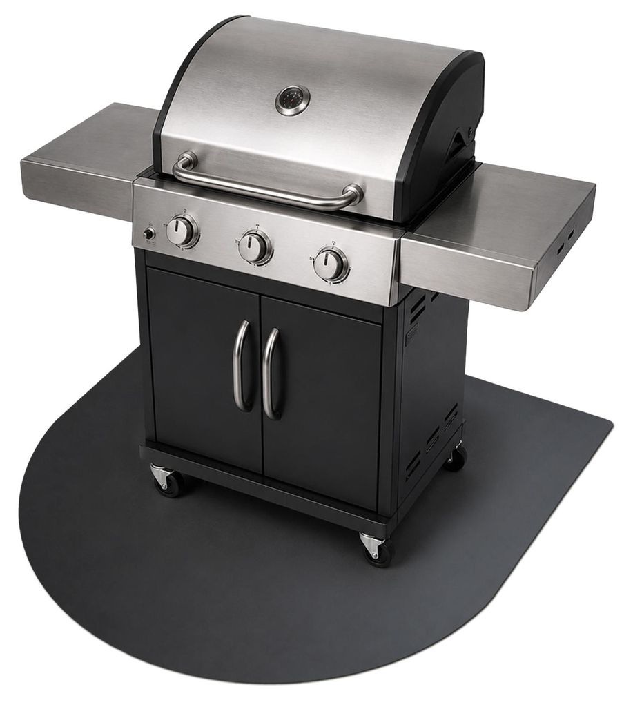 Grill-Unterlage - 100x100 cm - Metall - Schwarz - Feuerfeste Bodenschutzplatte - Hitzeschutzplatte - Outdoor - Terrasse - Grillzubehör