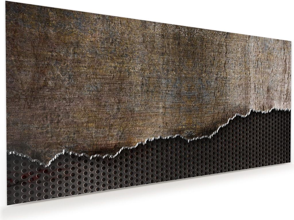 Glasbild Wandbild Rostiges Metall 120x60cm in XXL für Wohnzimmer, Schlafzimmer, Badezimmer, Flur