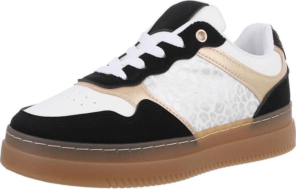 Ital-Design Damen Freizeitschuhe Lederoptik Sneakers Low 88828198 Schwarz Gr. 37
