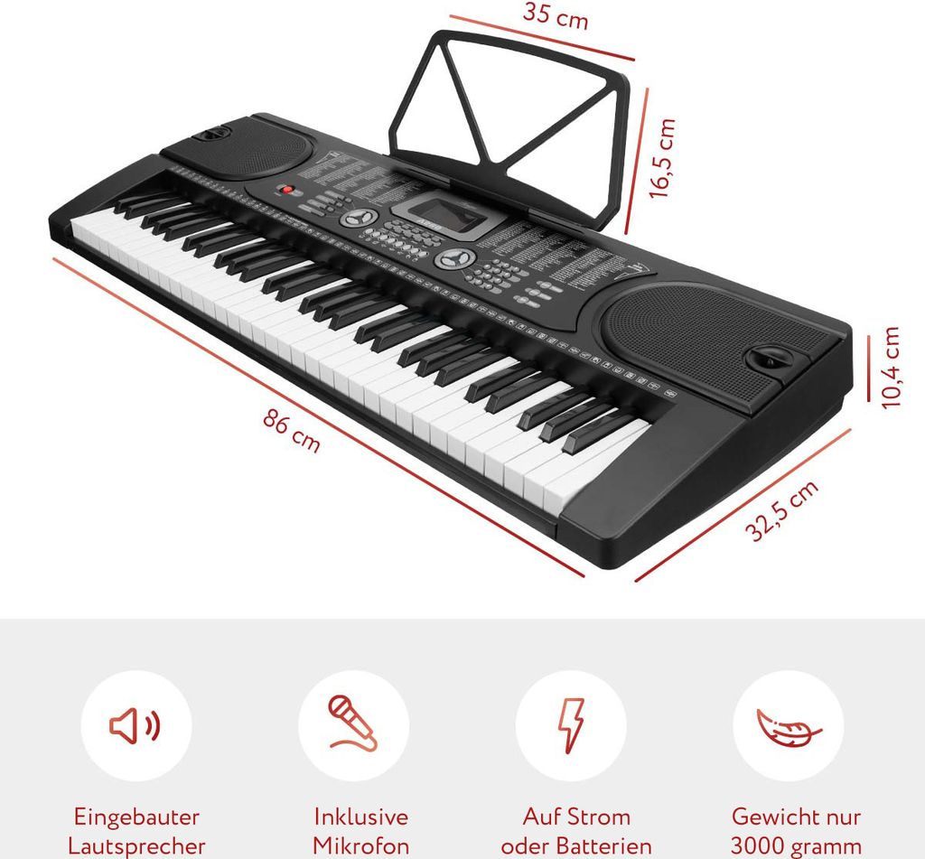 Áengus Keyboard 61 kláves, piano se stojanem a mikrofonem - Obrázek produktu 2