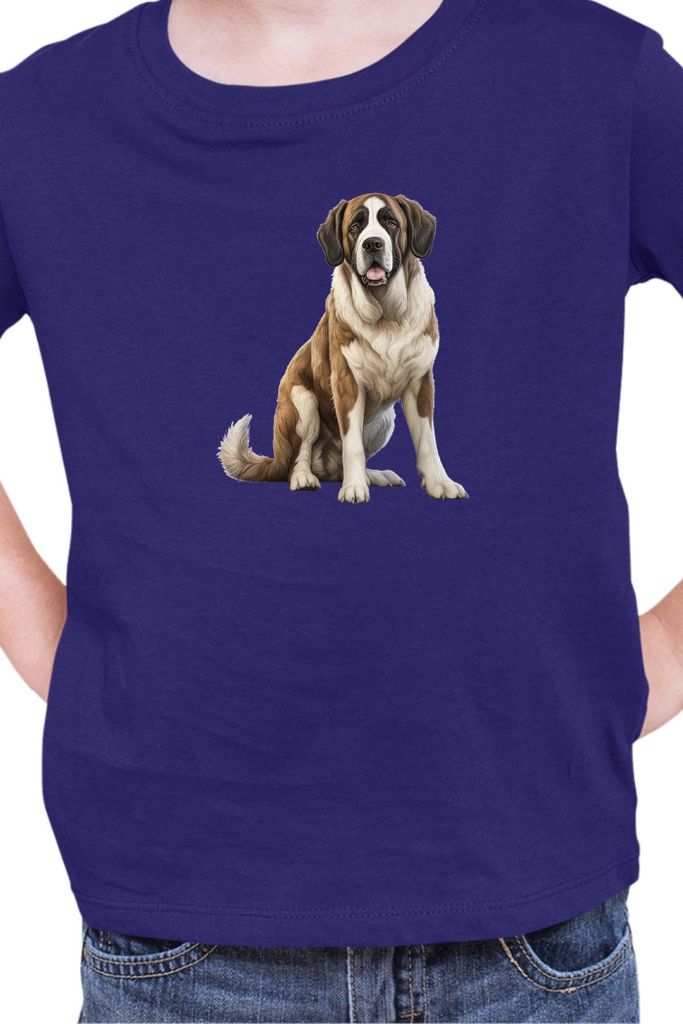 Kinder T-Shirt Dogs Breeds Saint Bernard Dog Breed 006, 9-11 Jahr - 140 / Dunkelblau
