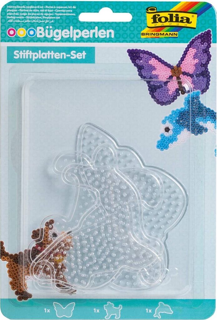 folia Bügelperlen Stiftplatten Tierwelt transparent 3 St.