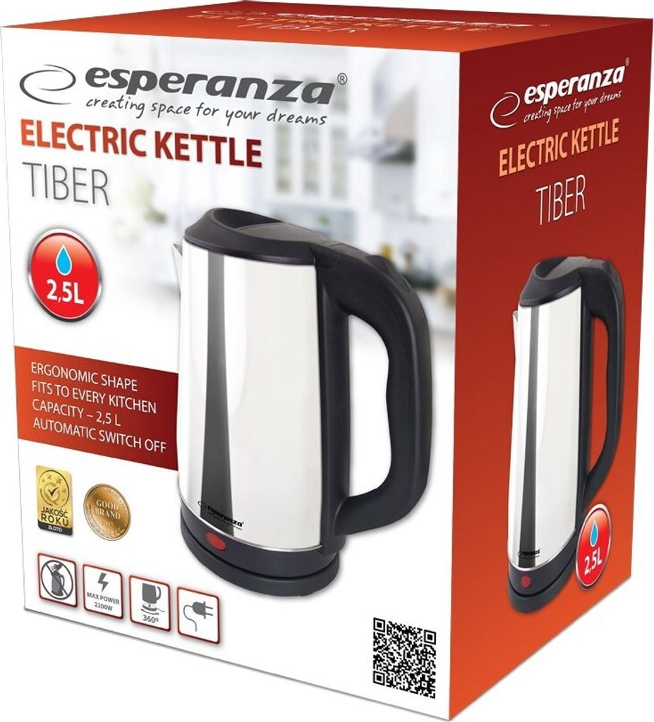 Esperanza EKK036X Wasserkocher 2 5 L 2200 W Inox Produktbild 