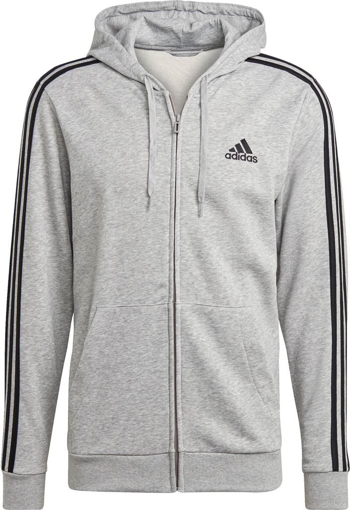 Adidas M 3S FT FZ Hoodie - GK9032, Farbe:Grau, Textil:L