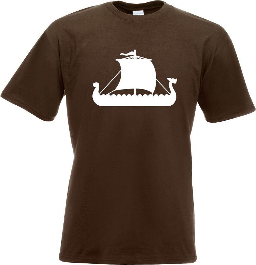 Kiwistar - T-Shirt - Chocolate - Wikinger Schiff Drachenboot Motiv Bedruckt Funshirt Design Print - mit Motiv Bedruckt - Funshirt Design - Sport - ...