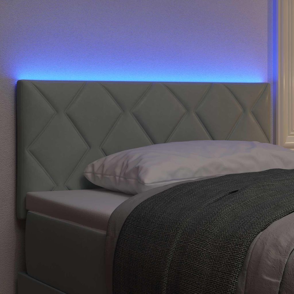 vidaXL LED Kopfteil Hellgrau 90 cm Samt