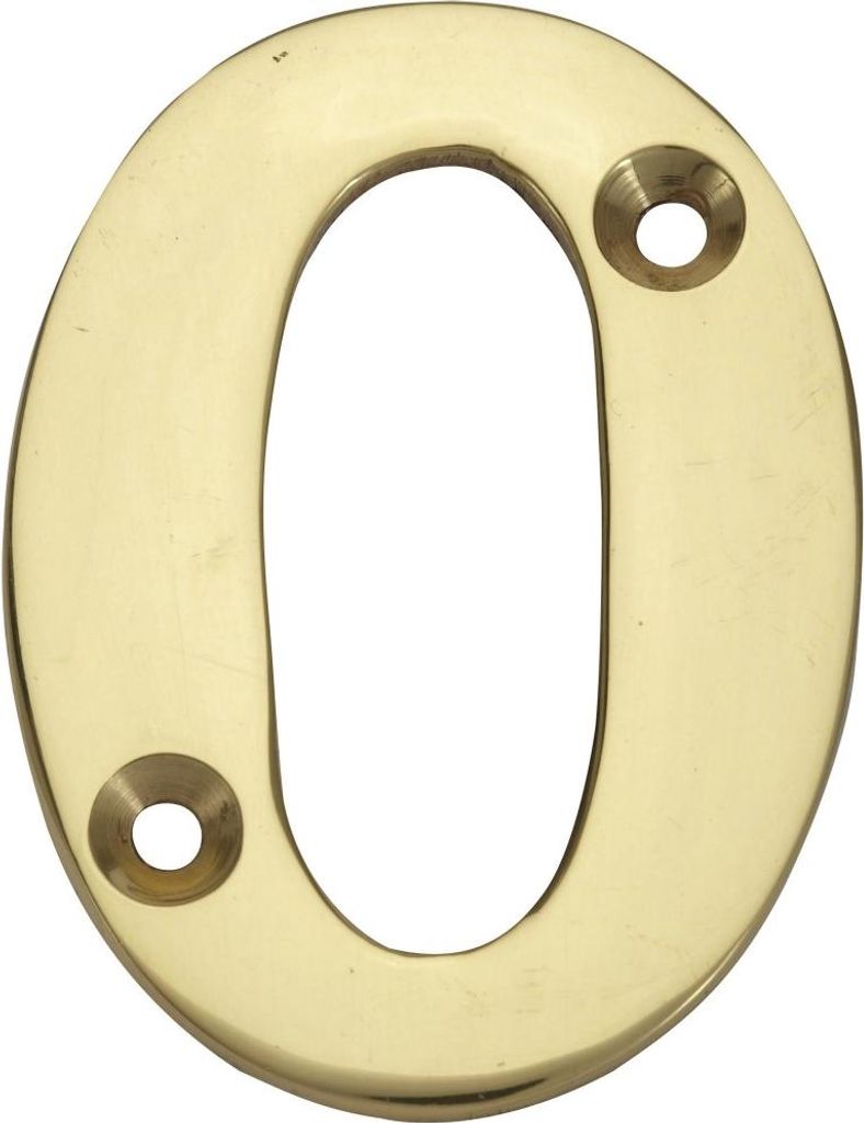 Zahl 0 aus poliertem Messing, H.5,1 x B.3,5 cm