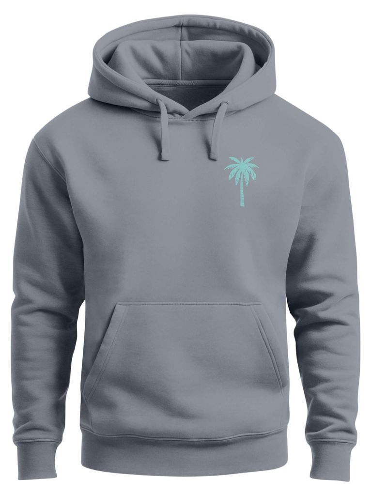 Hoodie Herren Print Palme Logo Aufdruck Motiv Kapuzen-Pullover Männer Fashion Streetstyle Beach Vibes Neverless