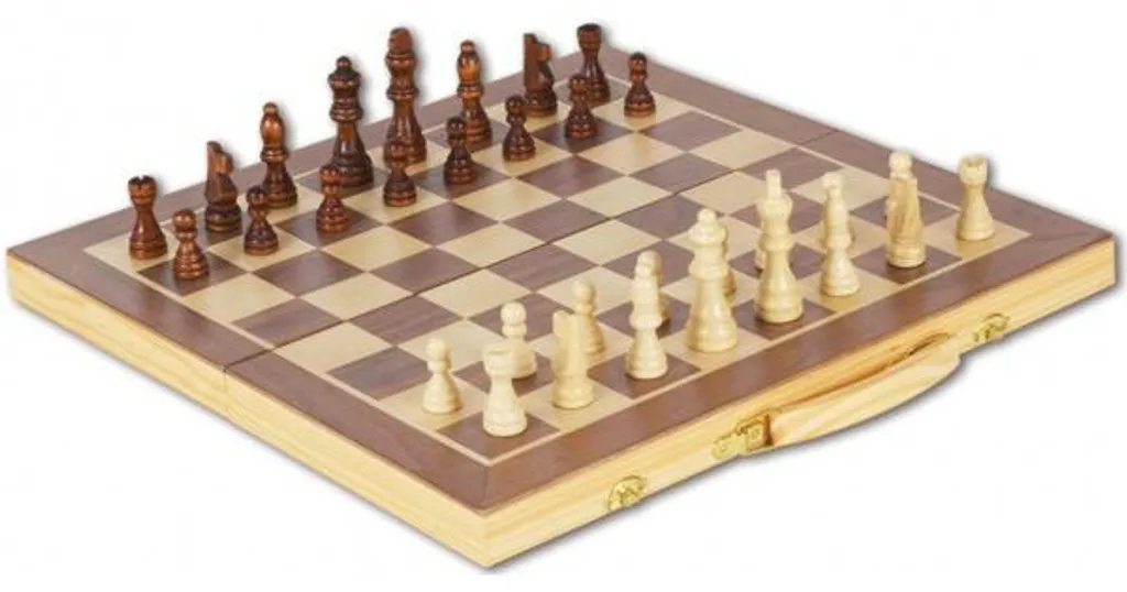 Jeu d'échecs en bois avec plateau 41 x 41 cm - Coffret de jeu classique