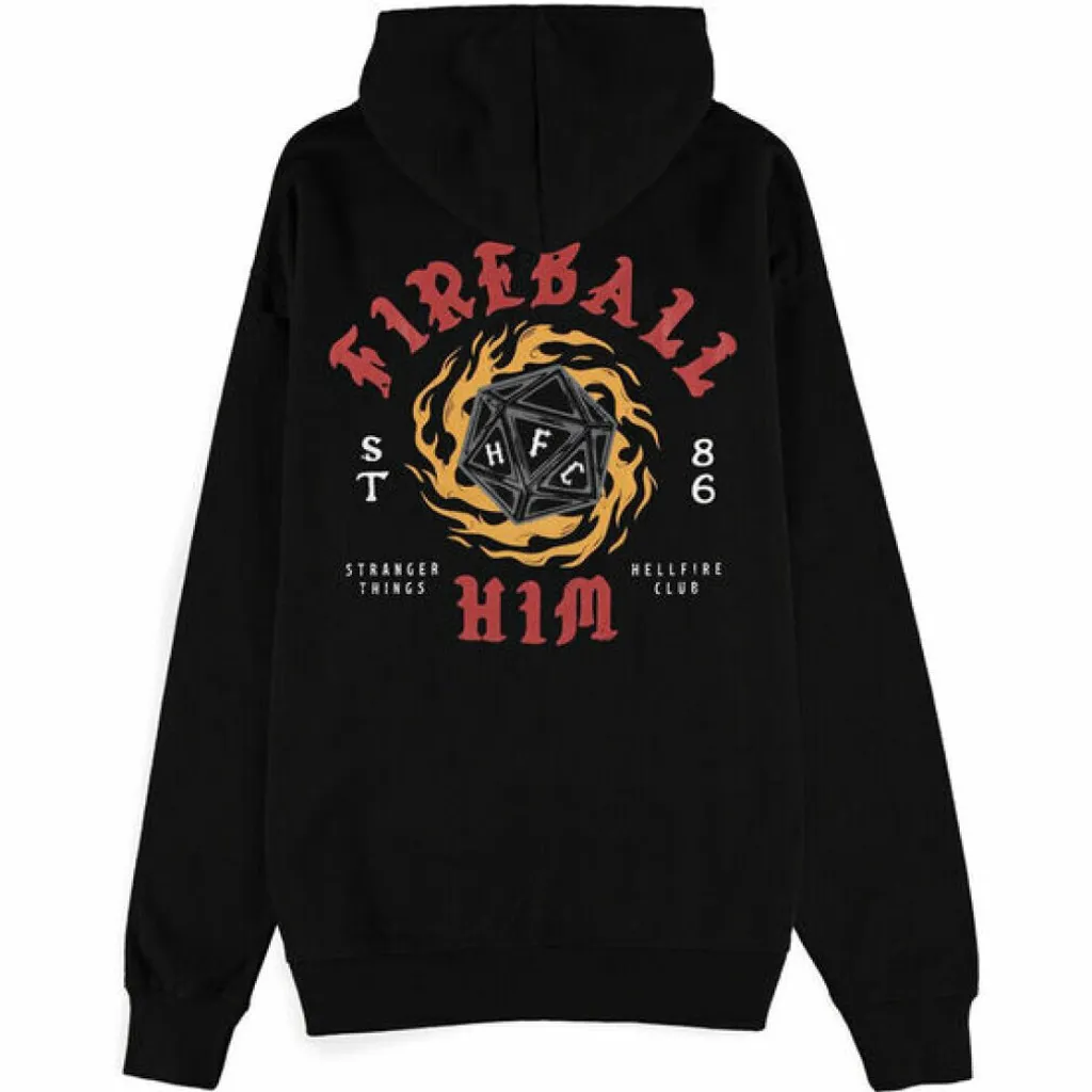 Hoodie Stranger Things Fireball Noir - Sweat à Capuche Officiel Coton
