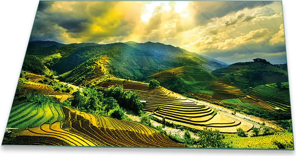 Protezione Fornelli 80x52 Vetro Decorato Paesaggio - Universale Verde