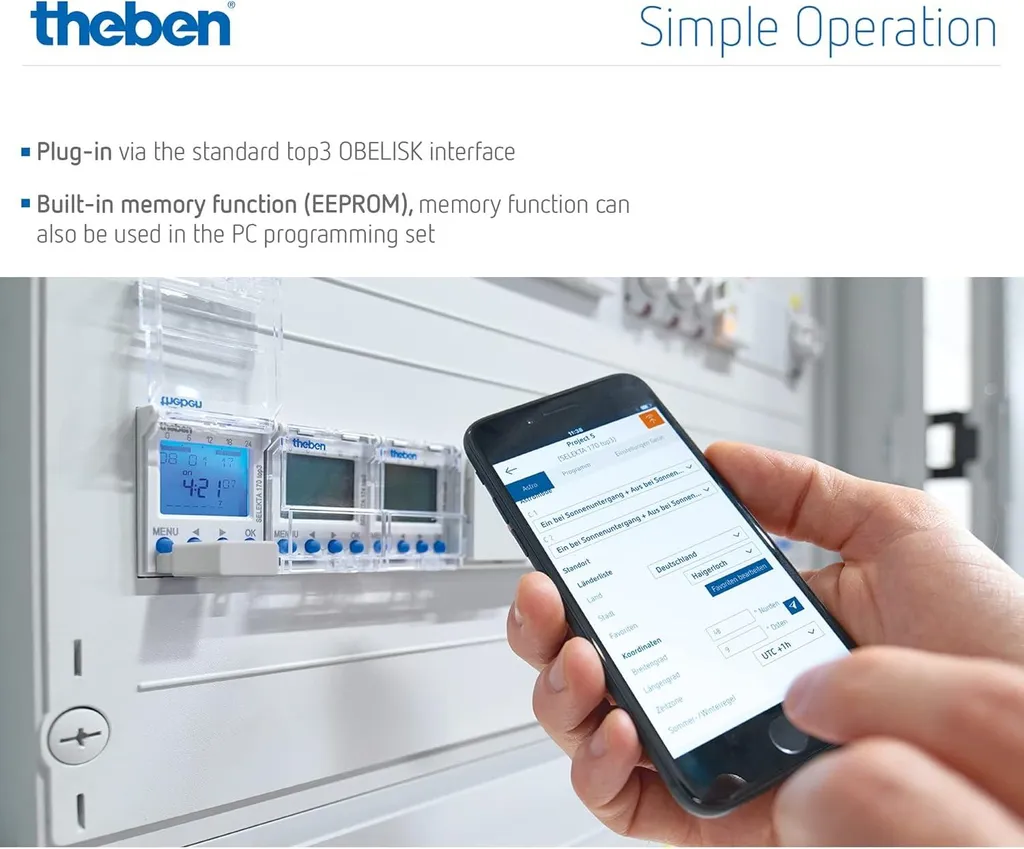Programmer vos Horloges via Smartphone avec Theben OBELISK top3 Bluetooth