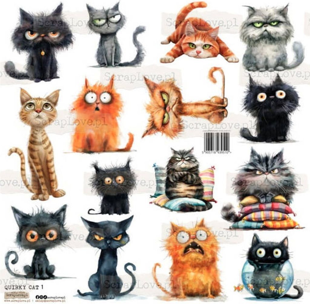 AUFKLEBER ScrapLove Dekor Stickers - Quirky Cat 1