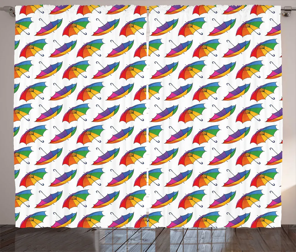 Rideau Anti-Vis-à-Vis 280x225cm avec Fixation Facile Motif Parasols