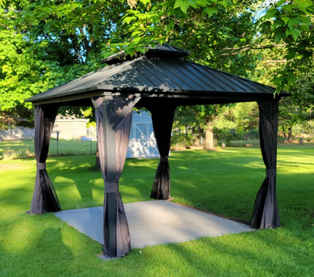 PURPLE LEAF Economy Hardtop Pavillon 3x3,65 m wasserdicht, winterfest und stabil, geeignet für den Garten, Grau