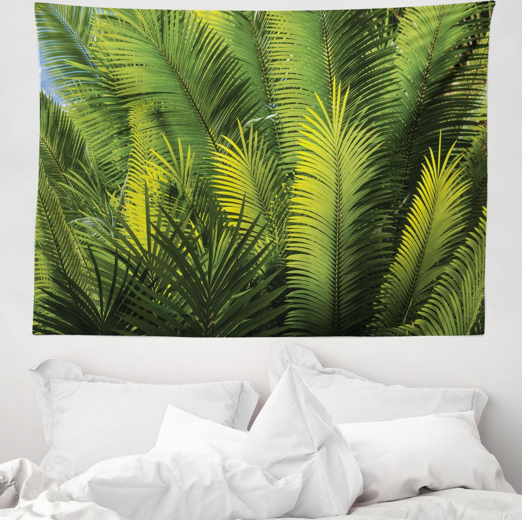 ABAKUHAUS Tropisch Wandteppich, Palmen Exotische aus Weiches Mikrofaser Stoff Waschbar ohne Verblassen Digitaldruck, 150 x 110 cm, Grün
