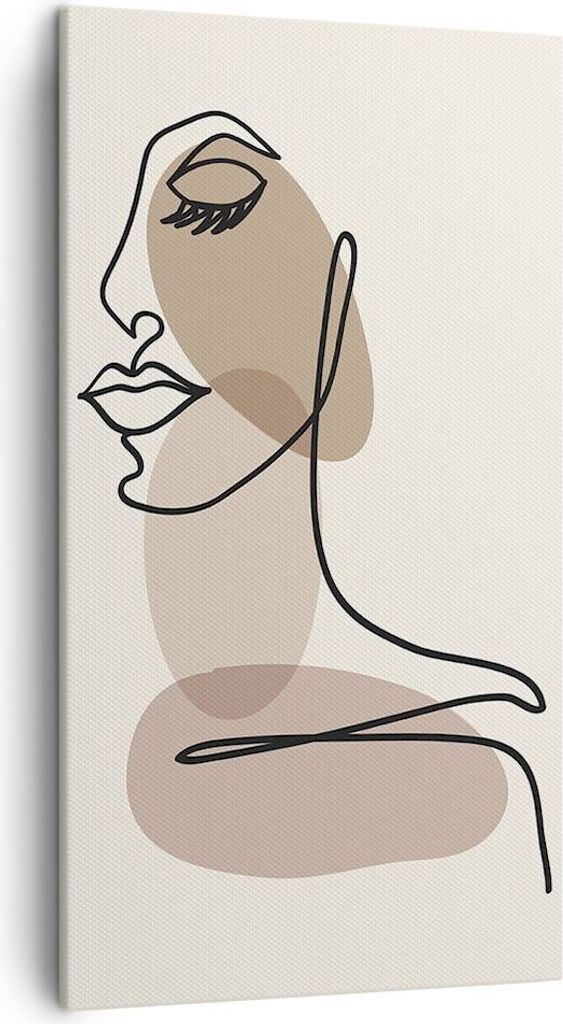 Bild auf Leinwand - Leinwandbild - Einteilig - Linie Kunst Boho - 45x80cm - Wand Bild - Wanddeko - Wandbilder - Leinwanddruck - Bilder - Wanddekora...