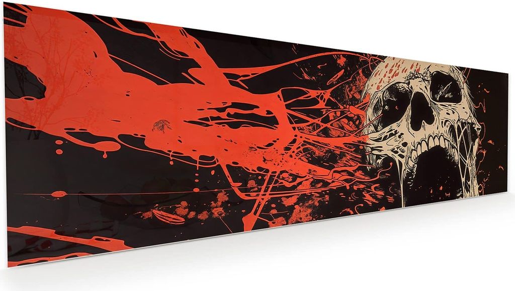 Glasbild 120x40cm in XXL für Wohnzimmer, Schlafzimmer Motiv Schreiendes Schädel