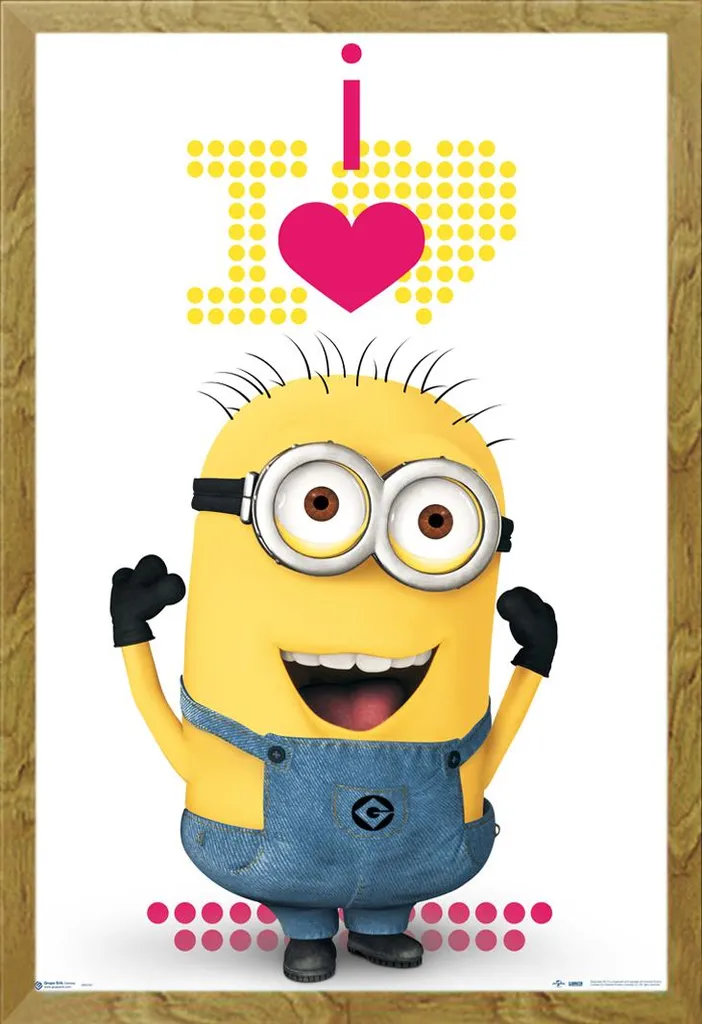 Poster Encadré Minions Corazon - Cadre en Bois MDF Chêne et Vitre Pro