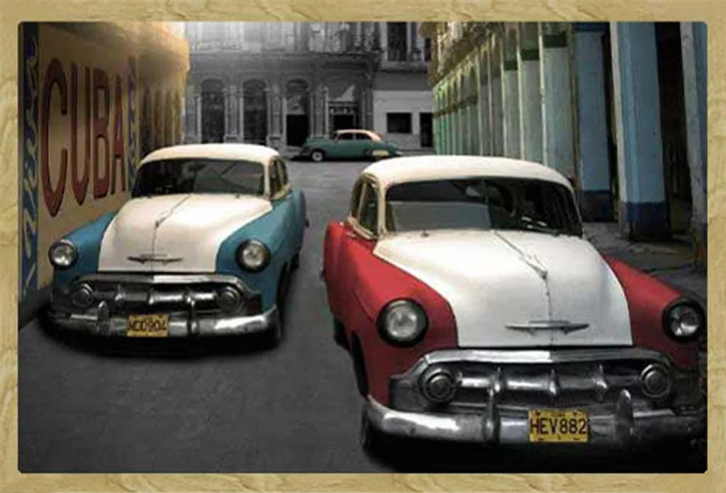 Stampa Artistica Cuba Auto Storiche + Cornice MDF Shinsuke Faggio