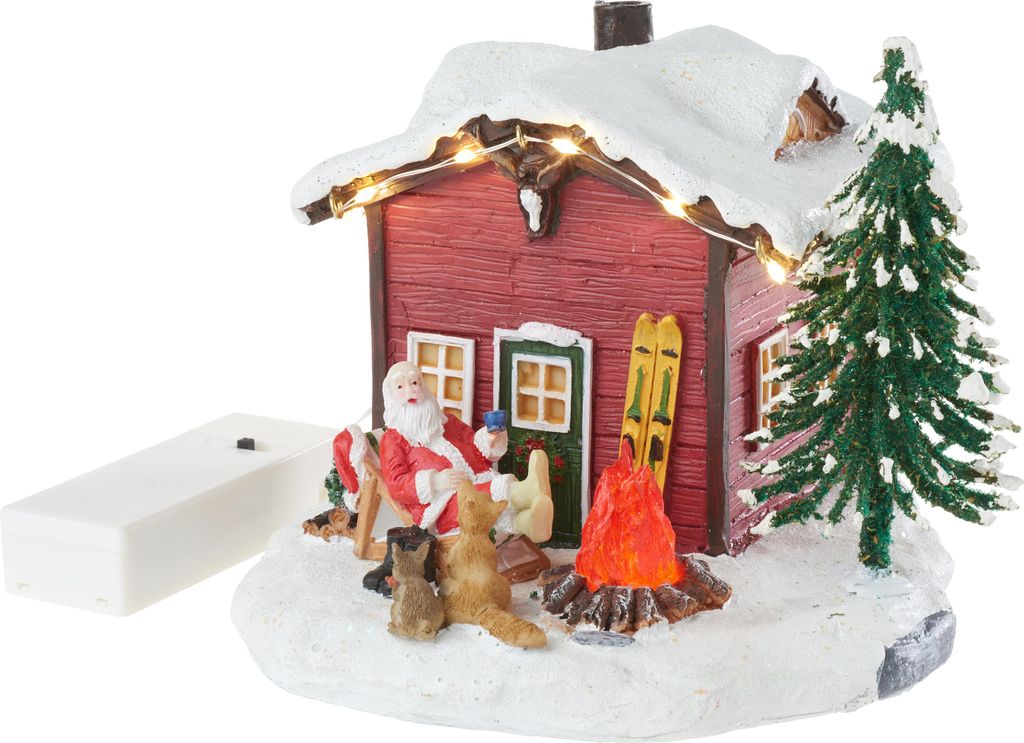 VBS LED Miniatur Weihnachtshaus Schnee 16x15x13 cm