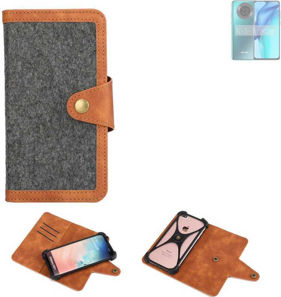 K-S-Trade Schutzhülle Handyhülle kompatibel mit Hafury K30 Pro Filz Hülle Kunst-Leder dunkelgrau braun (1x)