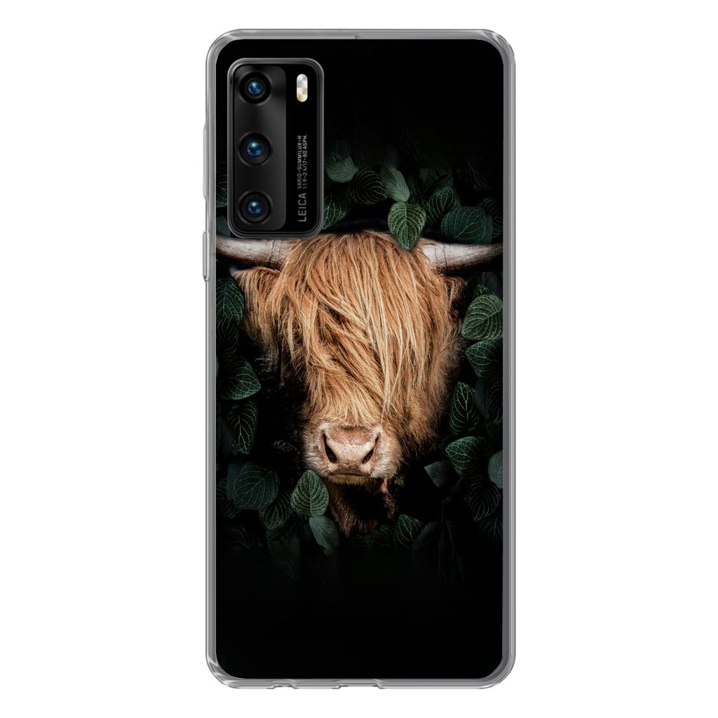 MuchoWow Handyhülle Schutzhülle Hülle für Huawei P40 Schottische Highlander - Tier - Flora Silikon Softcase Handy Hülle - Handytasche