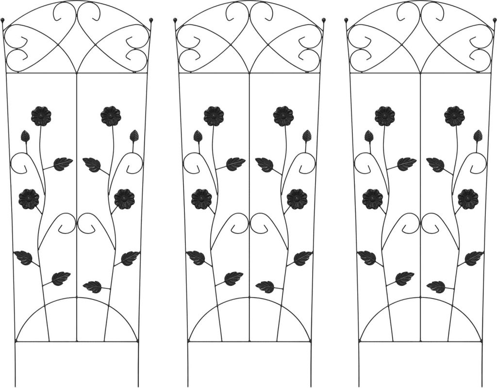 vidaXL Gartenzaun 3 pcs Schwarz 112 x 40 cm Stahl