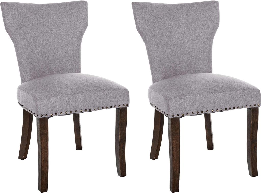 2er Set Esszimmerstuhl HLO-CP10 Stoff antik-dunkel grau