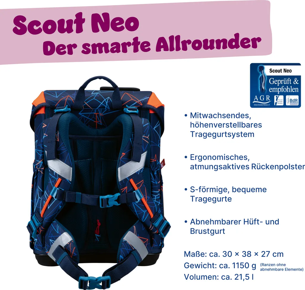 Sac d'école Scout Basic Neo Offroad bleu : fini le mal de dos à la rentrée - 7