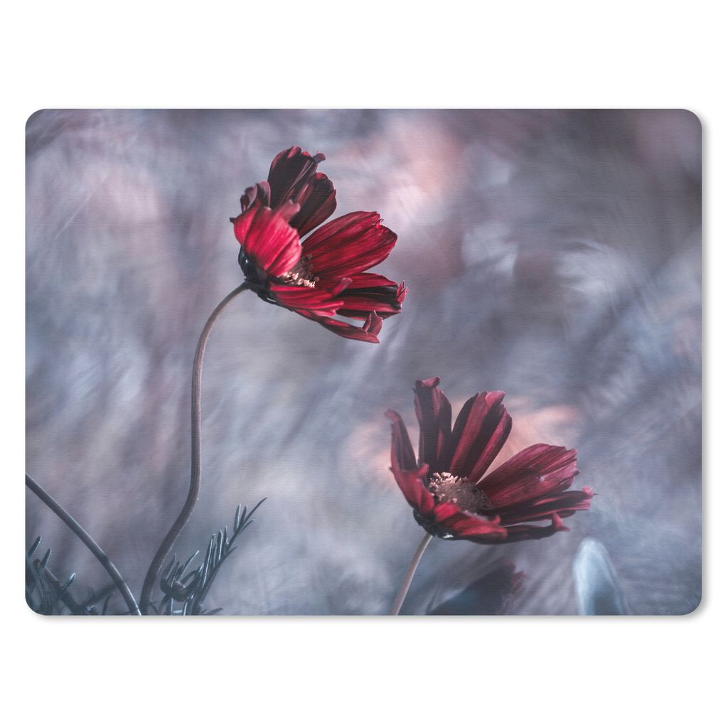 MuchoWow Mauspad Mousepad Blumen - Rot - Pflanzen - Natur 40x30 cm - Mousepads - Maus Mat - Pad - Mausunterlage - Anti Rutsch