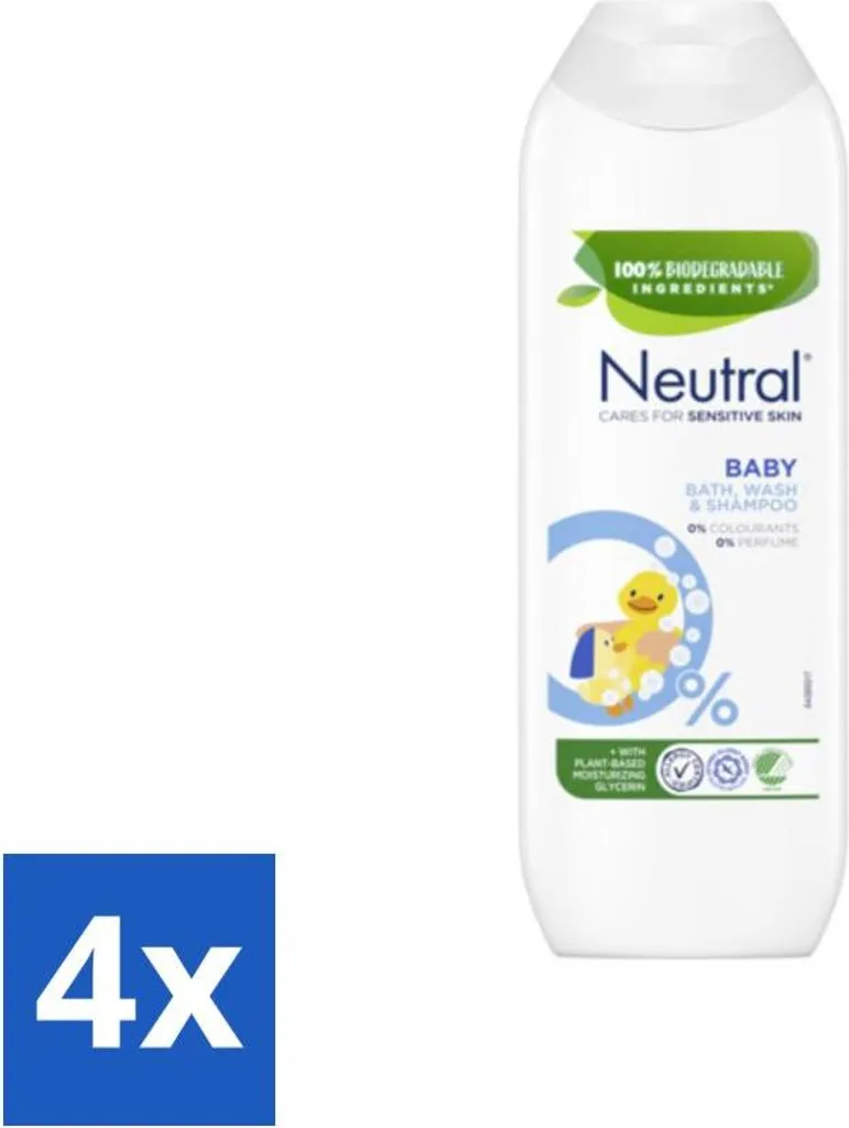 Set 4 Shampoo Neutro Senza Profumo 250ml - Delicato su Cute Sensibile