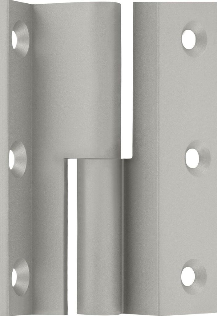 Möbelband Kröpfung D, Zylinderkopf links, 50x33 mm, Messing vernickelt matt