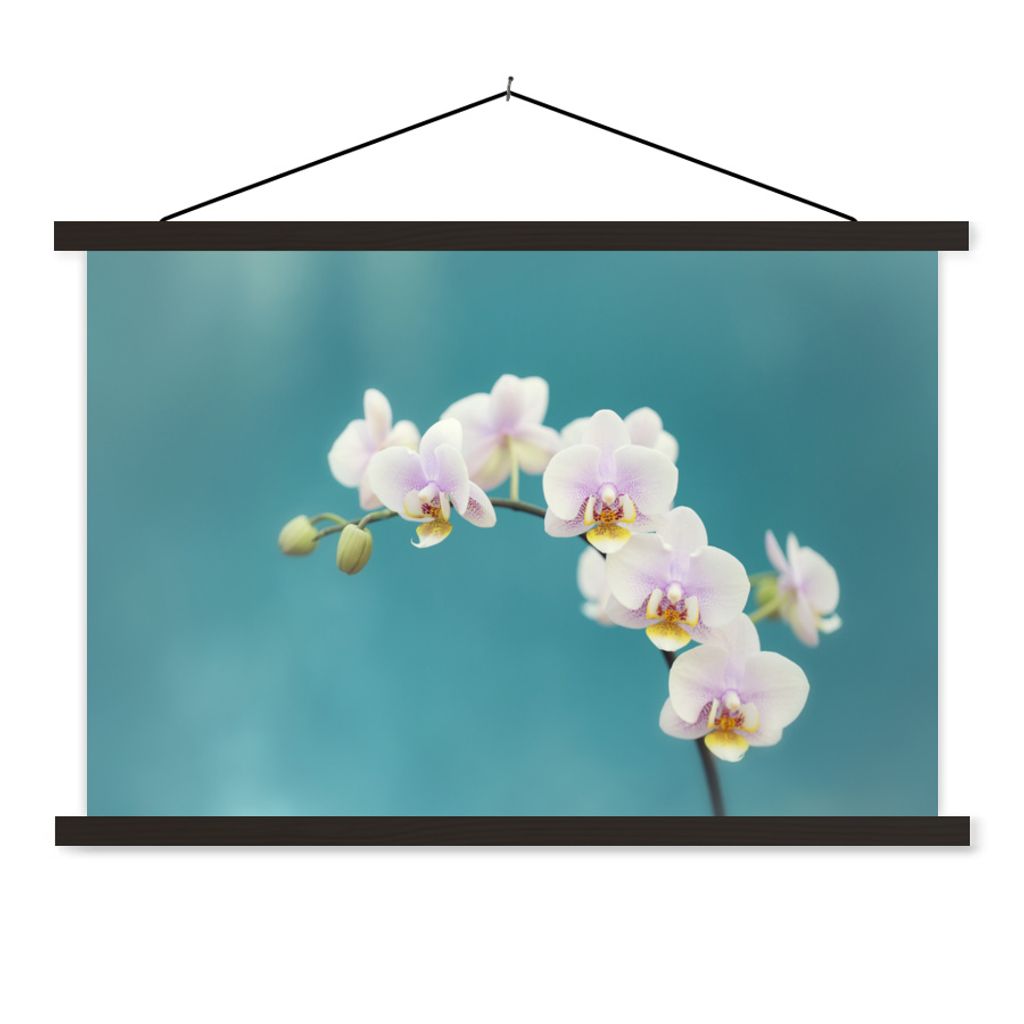 MuchoWow Textilposter Orchidee - Blumen - Pflanze - Weiß - Lila 120x80 cm mit schwarzem Rahmen - Wanddeko