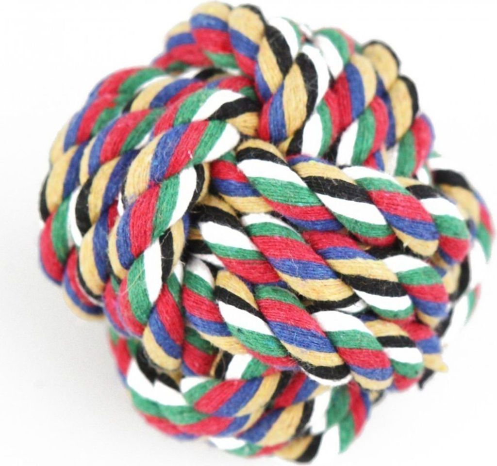 Hundespielzeug Knotenball ca. 6,5 cm aus Baumwolle bunt Spielzeugball