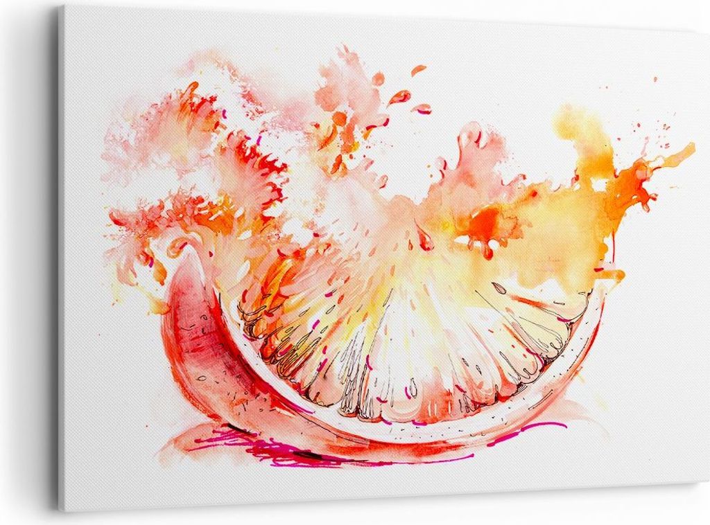 Bild auf Leinwand - Leinwandbild - Orange Obst Sommer - 100x70cm - Wand Bild - Wanddeko - Leinwanddruck - Bilder - Kunstdruck - Wanddekoration - Le...