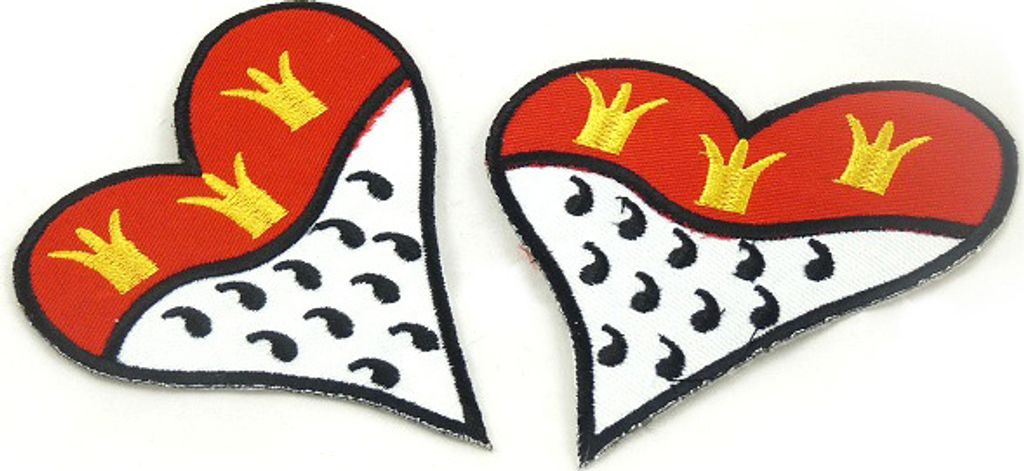 2er Set Bügelbild Herz Wappen mittel