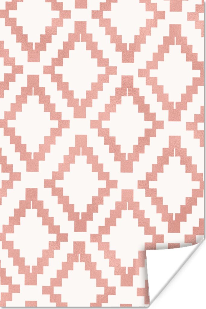 MuchoWow Poster Muster - Luxus - Rosa - Weiß 40x60 cm - Plakate für die Wand - Poster Babyzimmer